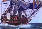 Vapor Savannah cruzando el Atl�ntico (1819). Ilustraci�n moderna