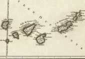 Meridiano sobre la isla de El Hierro. La Palma se sita en una mayor longitud oeste