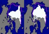 Hielo ártico en septiembre de 2007 y 2005